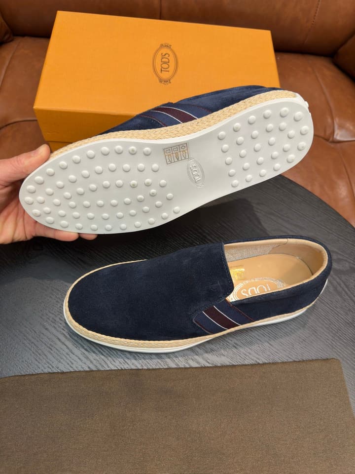 Tod's Suede Calfskin Loafers in Light Grey Suede