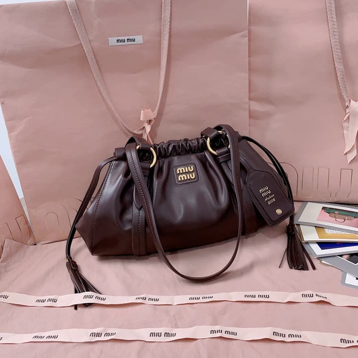 Miu Miu Tassel Drawstring Bucket Bag – New Collection in Black