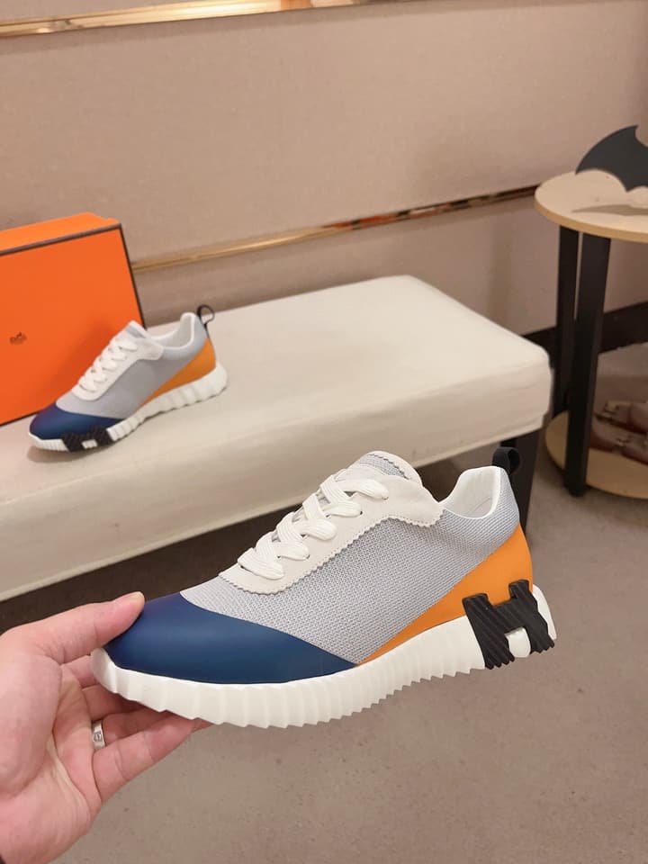 Hermès Men's Classic Driving Shoes in Charcoal With Blue Sole