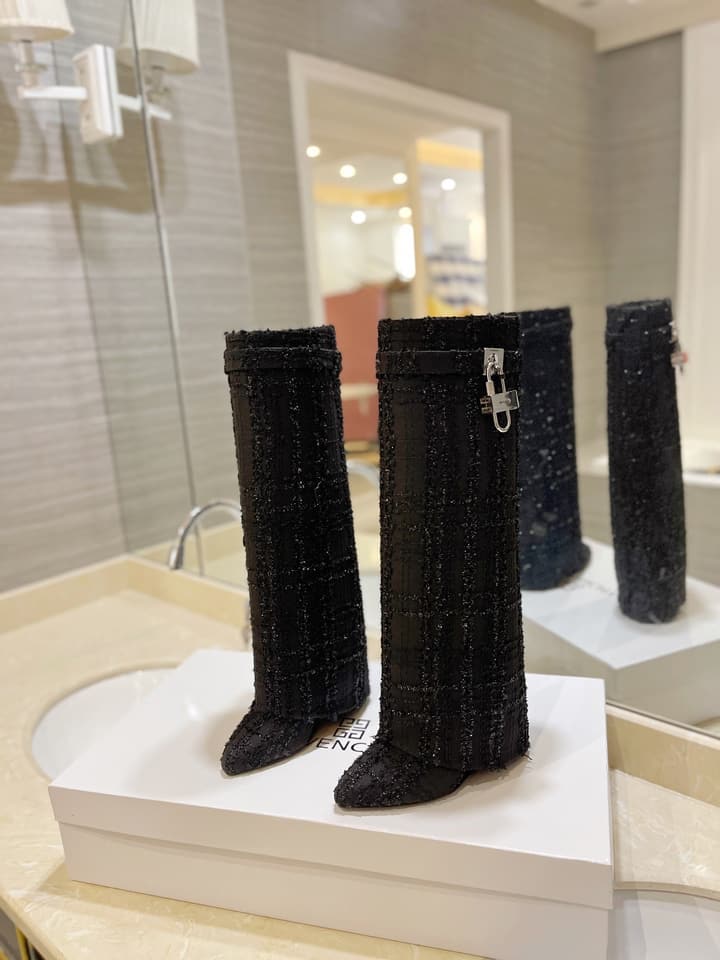 Givenchy Jacquard Plaid Knee-High Boots – 2023SS