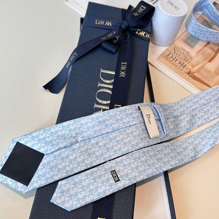 Dior Blue Oblique Pixel Silk Tie in Coffee