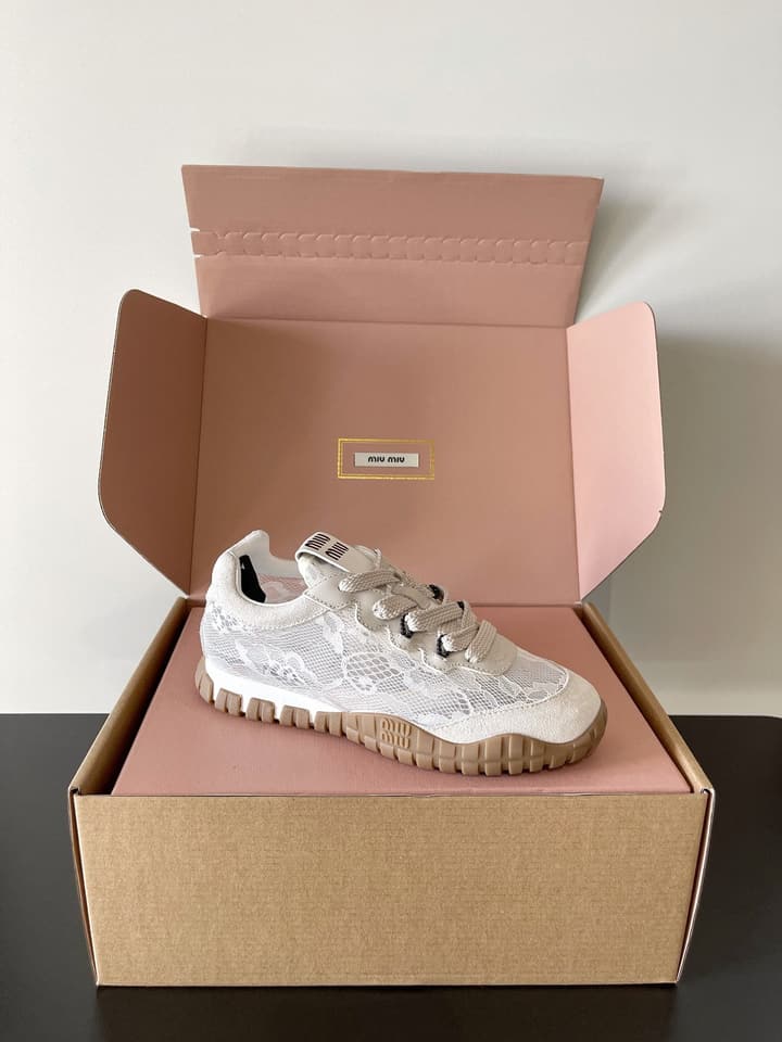 Miu Miu Latest Lace Retro Mary Jane Sneakers in Black