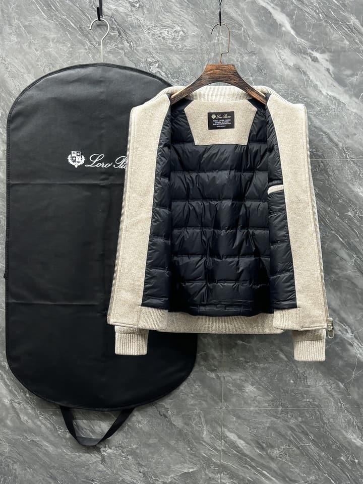 Loro Piana Knitted Blend Down Jacket – 25FW in Heather Grey Knit Down Jacket