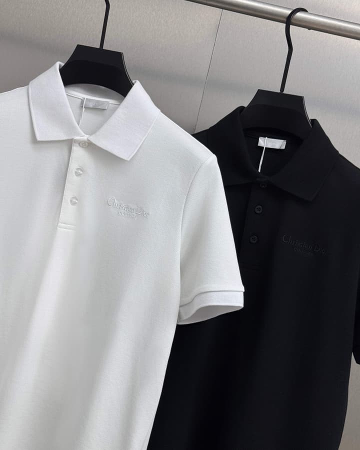 Dior Embroidered Letter Polo Shirt in Black