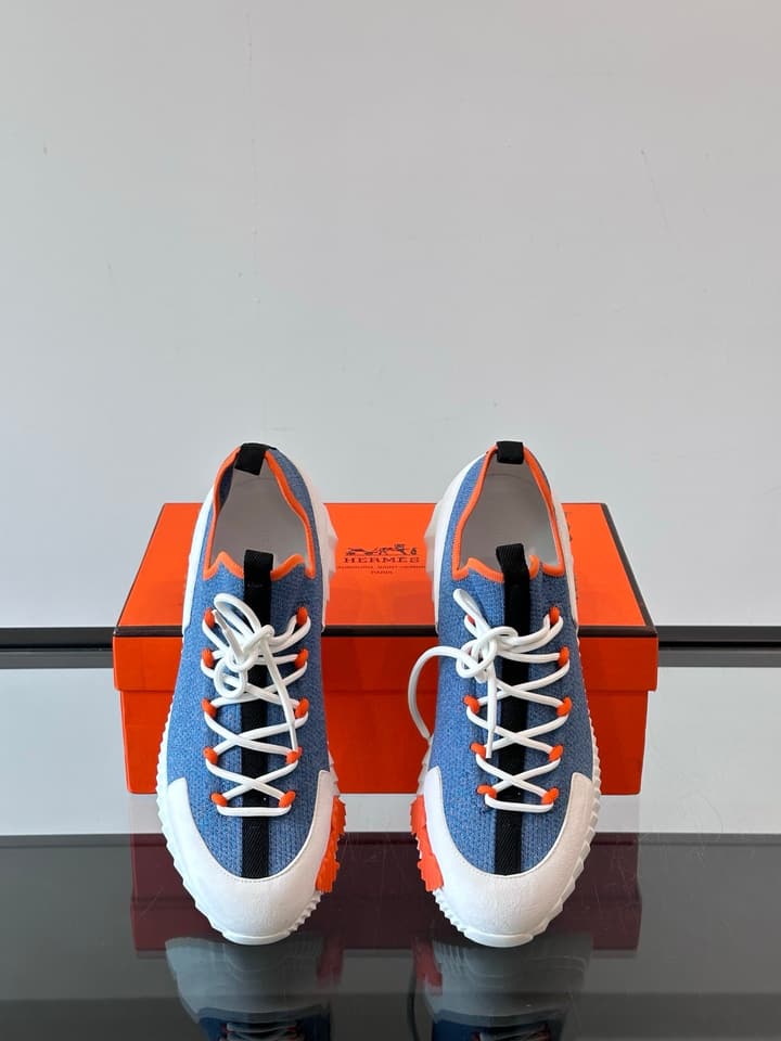 Hermès Men's Casual Sport Sneakers in All Black Knit