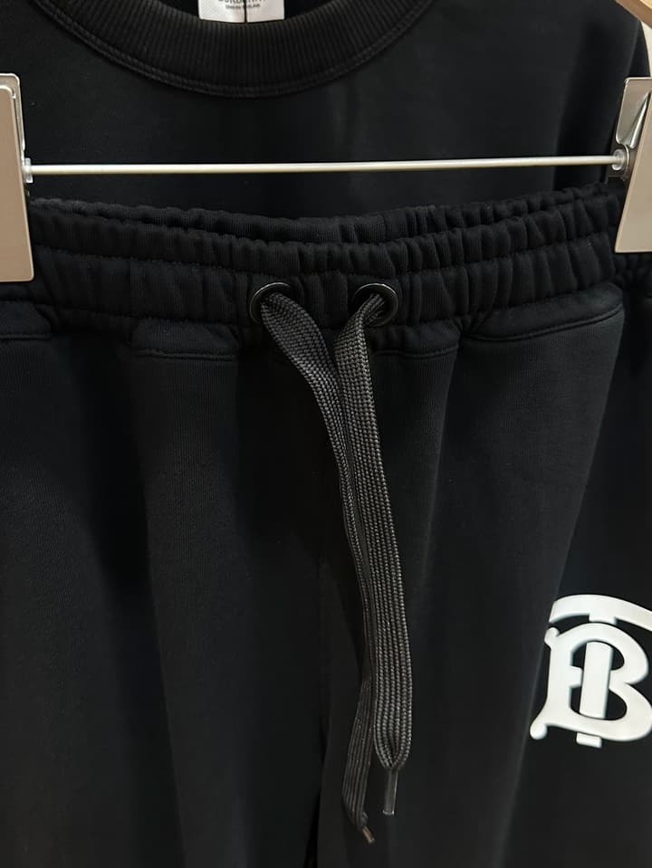 Burberry TB Monogram Cotton Sweatpants in Black Tb Logo Sweatpants