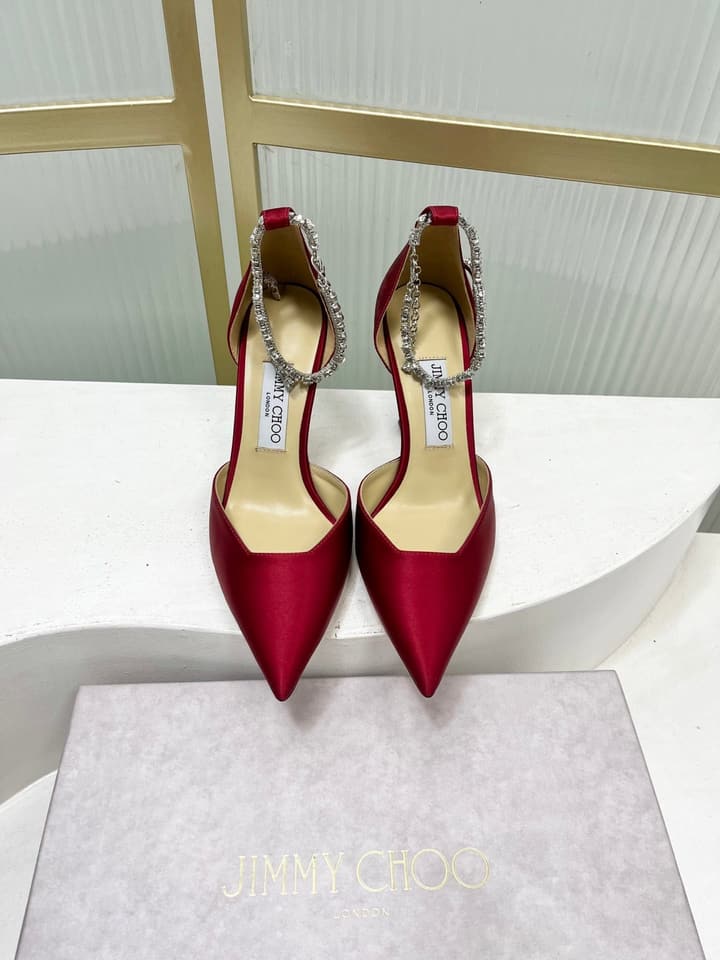 Jimmy Choo Stevie 100 Bow Crystal Silk Heels – 2025SS in Black Silk