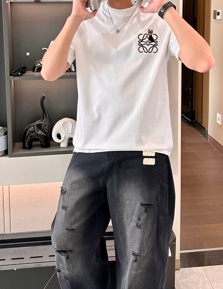 Loewe Logo Mercerized Cotton T-Shirt – 2026 Spring/Summer Collection in Black