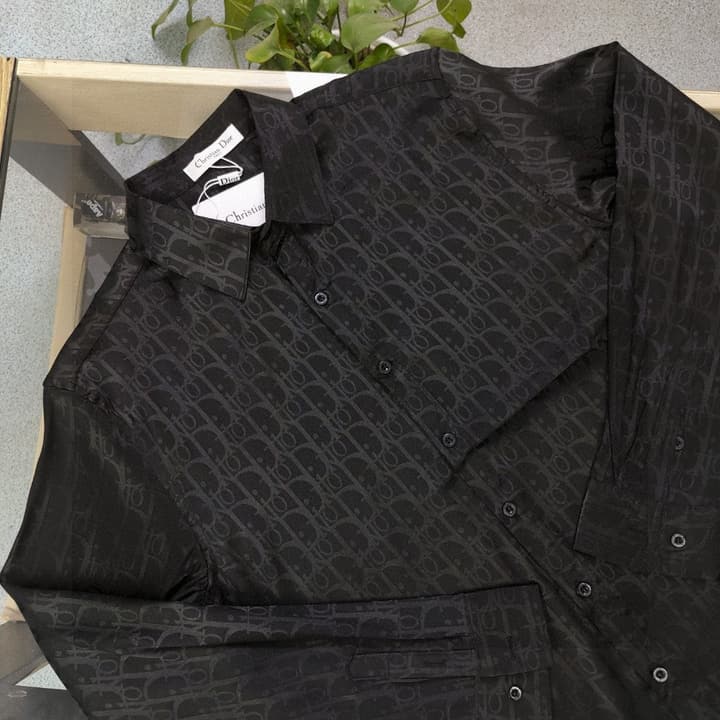 Dior Classic Oblique Jacquard Long-Sleeve Shirt – 2025SS in Black Oblique