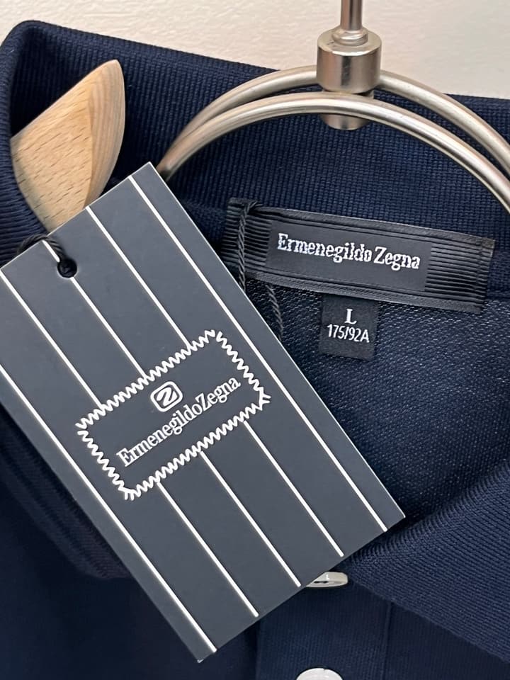 Zegna Embroidered Logo Piqué Cotton Polo Shirt – 2026 Spring/Summer Collection in Navy Blue
