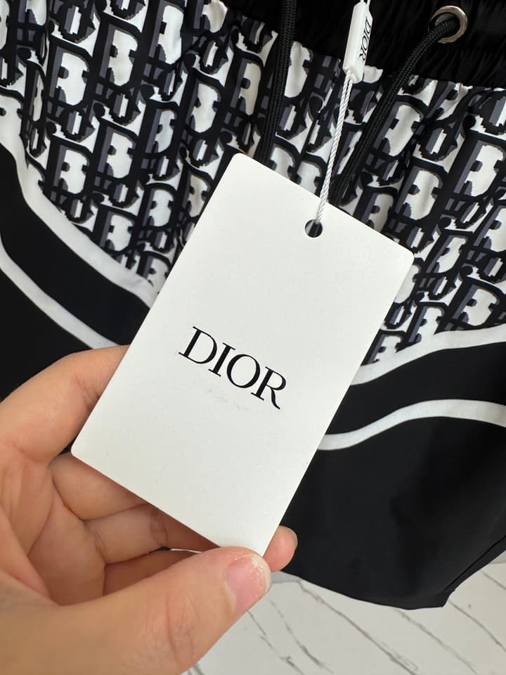 Dior Men's Casual Beach Shorts – 2025SS Collection in Black Dior Band Monogram