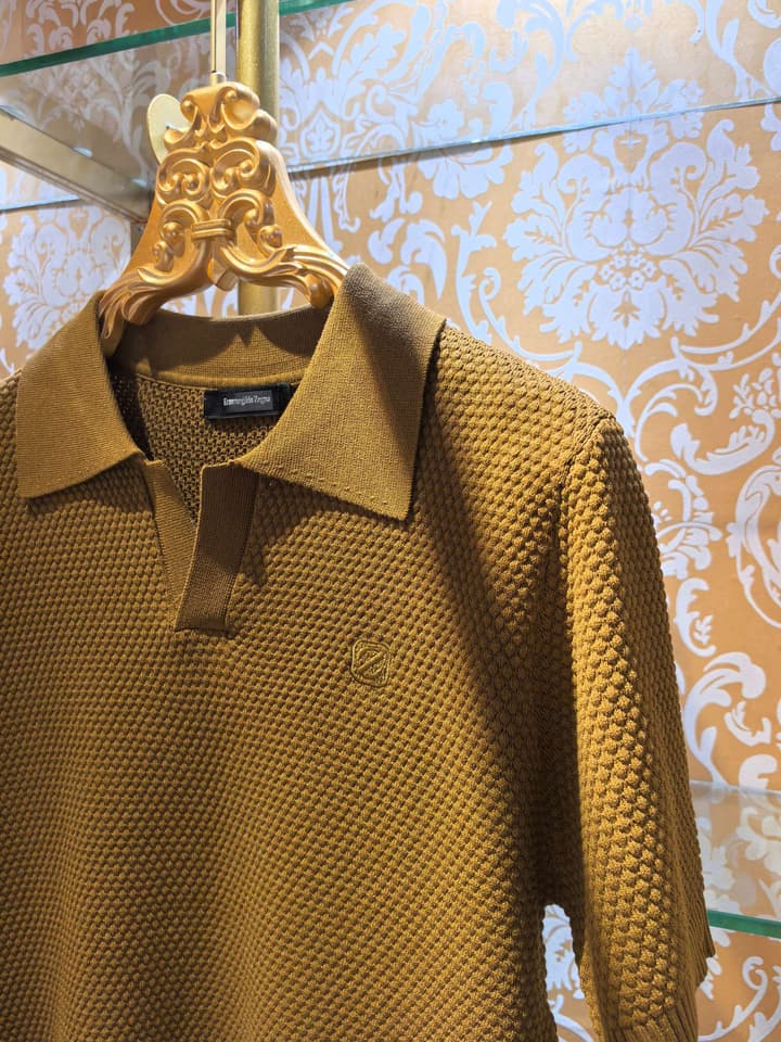 Zegna Logo Embroidered Slim-Fit Knit Sweater – 2026SS in Coffee