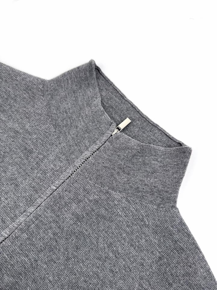 Dior Icon Wool Zip Cardigan in Fog Gray