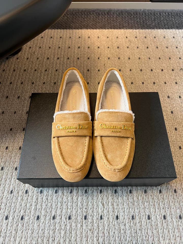 Dior Suede Fur-Lined Loafers – 25SS/FW in Black Suede