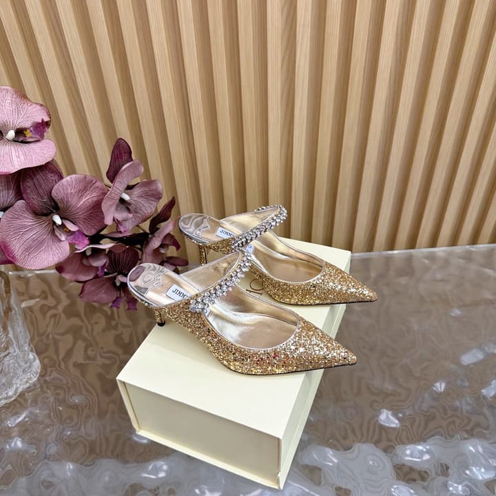 Jimmy Choo Sequined Evening Heels – 2025SS in Black Glitter