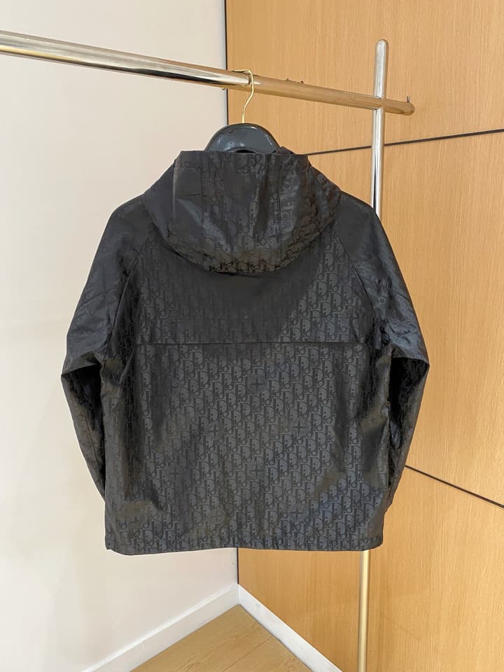 Dior New Runway Collection Jacket in Dark Gray Oblique Hooded Jacket