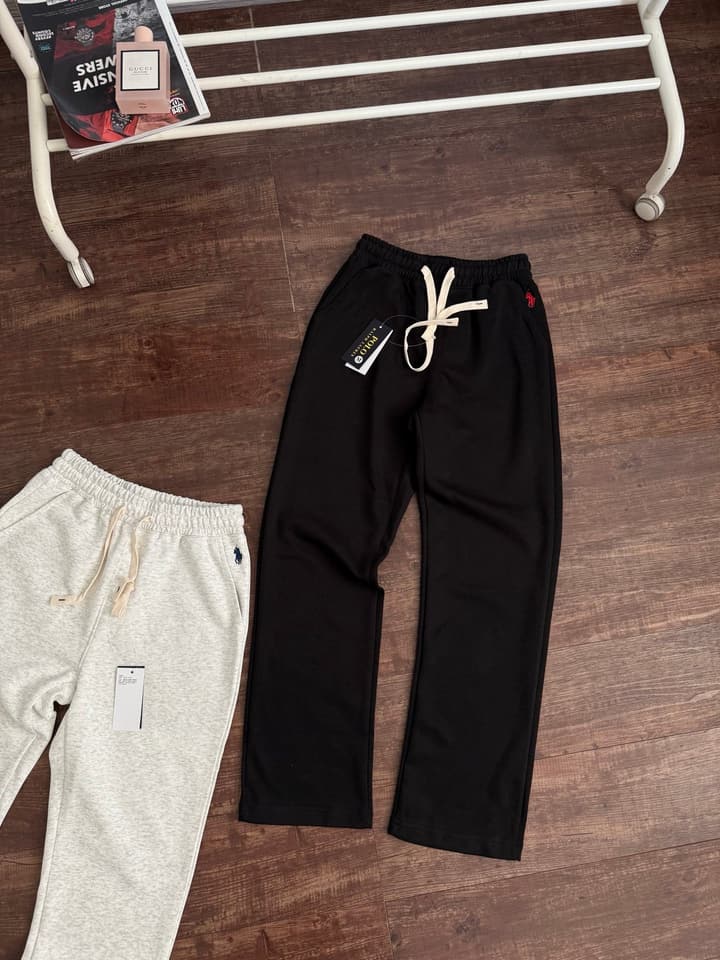 Ralph Lauren Cotton Loose Straight Sweatpants – 2025 Autumn Collection in Black