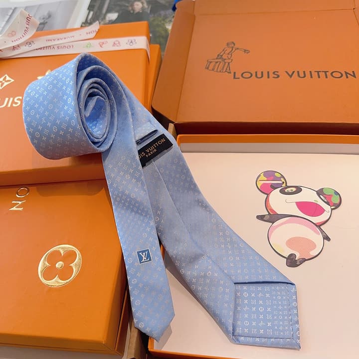 Louis Vuitton Damier Silk Tie in Charcoal Grey