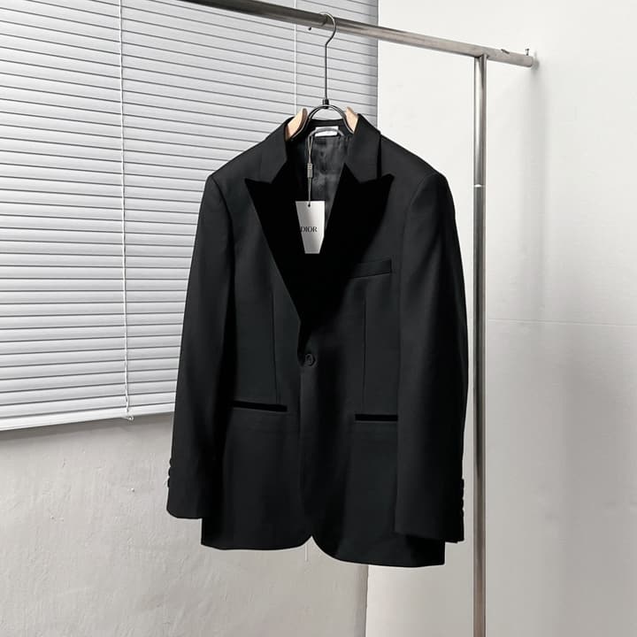 Dior Black Corduroy Peak Lapel Blazer