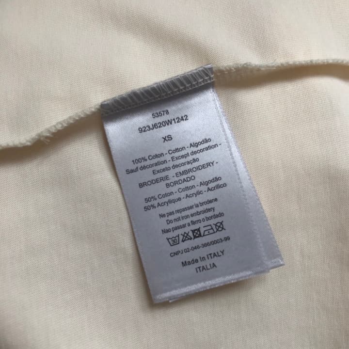 Dior Embroidered Logo T-Shirt – 2026SS in Apricot Ringer With Navy Collar