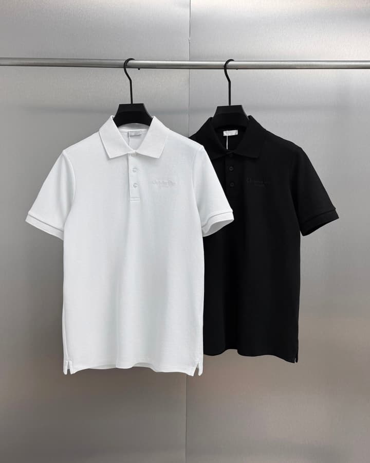 Dior Embroidered Letter Polo Shirt in Black