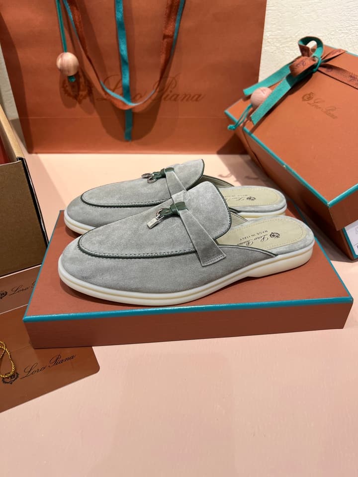 Loro Piana Women's Mules in Aqua Blue Suede
