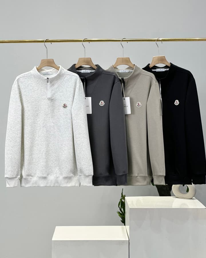 Moncler Men's Crewneck Cotton Sweatshirt – Autumn/Winter Collection in Black