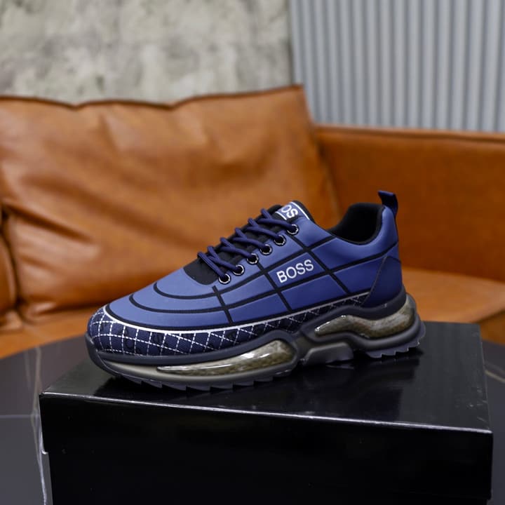Boss Men's Knit Casual Sneakers in Indigo Wavy