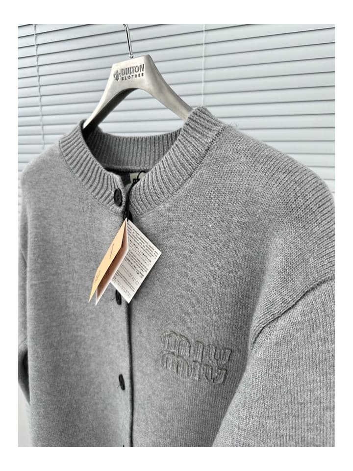 Miu Miu Logo Patch Wool Blend Cardigan – 25FW