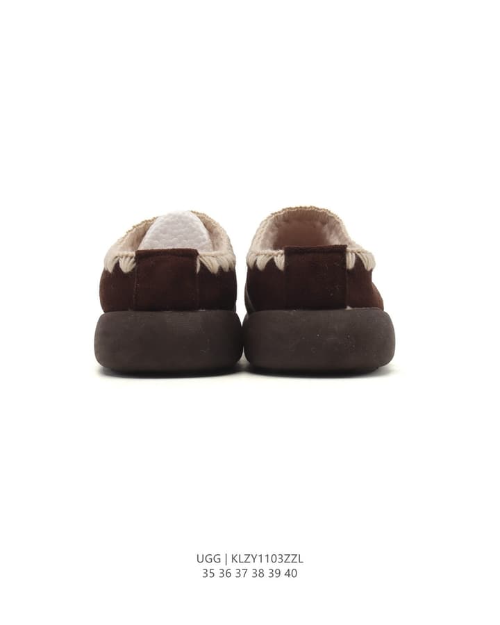 UGG Retro Color-Block Sheepskin Slippers – Autumn/Winter Collection in Brown Suede