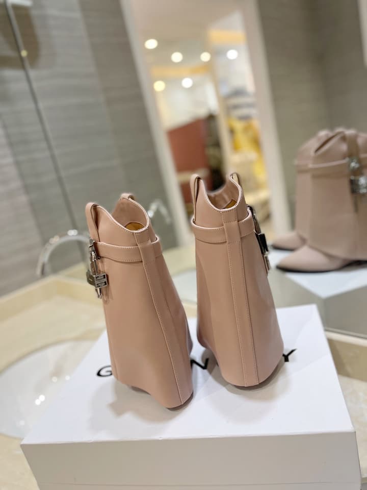 Givenchy Embroidered Lock Ankle Boots – 2023SS in Blush Leather