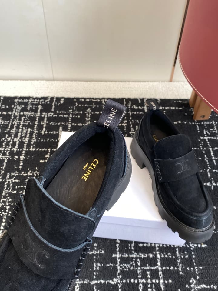 Celine Lisa Platform Loafers – 25SS Autumn/Winter Collection in Brown Suede Velcro