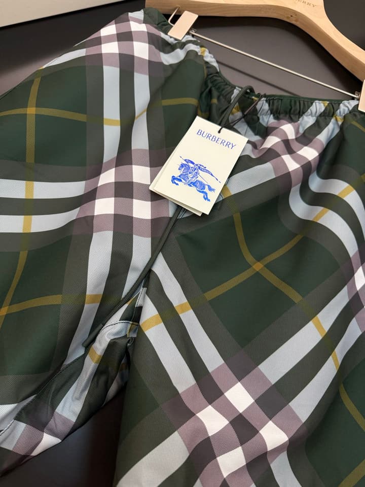 Burberry Diagonal Check Swim Trunks in Ivy Green