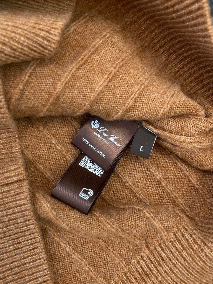 Loro Piana Men's Casual Knit Sweater in Camel Brown Sweater