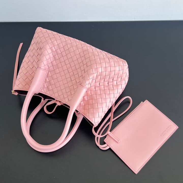 Bottega Veneta Pinacoteca Small Tote Handbag – 2025SS in Burgundy With Light Blue Lining A
