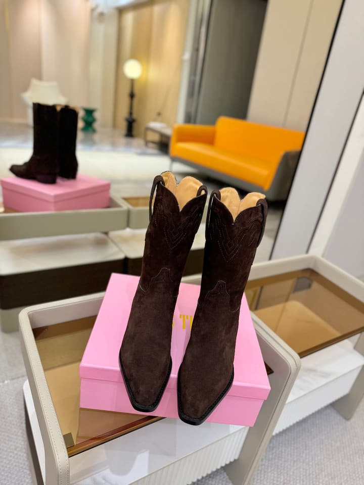 Paris Texas Western Ankle Boots in Black Suede