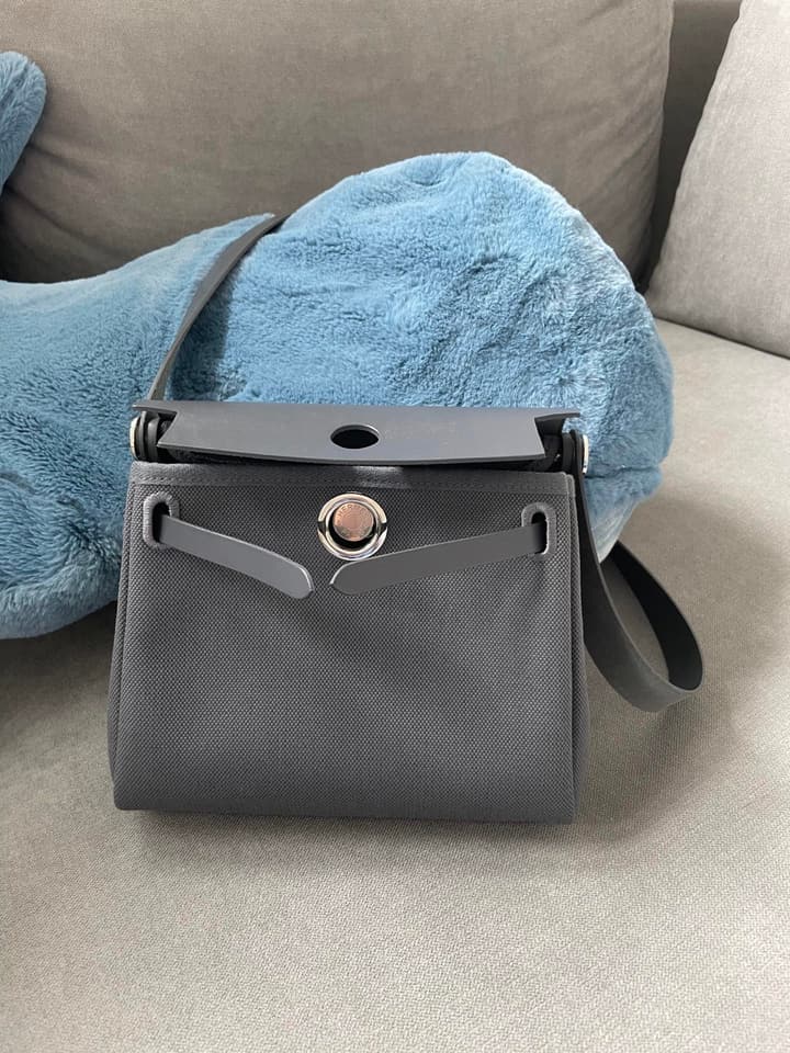 Hermès Herbag 20 Slate Grey Canvas Bag