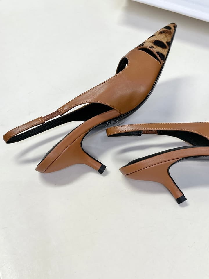 Celine Triomphe Calfskin Heels – Spring/Summer Collection in Dark Leopard Print