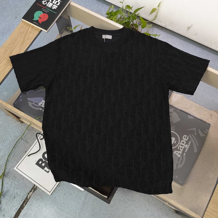 Dior Allover D Logo Jacquard Loose T-Shirt – 2025SS Collection in Black