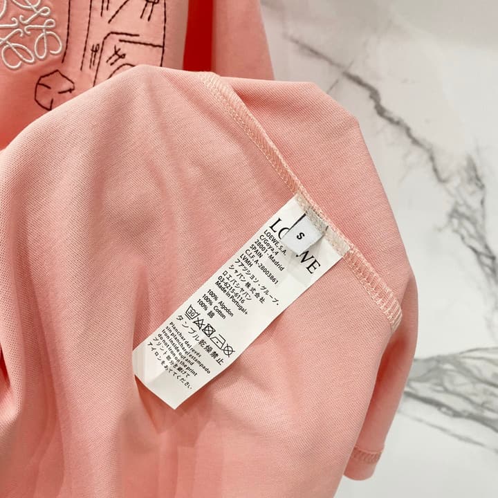 Loewe Cat Embroidery Cotton T-Shirt in Apricot