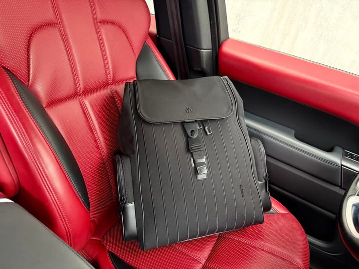 RIMOWA Never Still Large Canvas Backpack in Light Gray Pinstripe