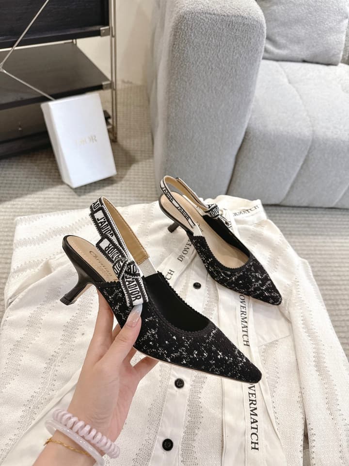 Dior J'Adior Embroidered Kitten Heel Sandals in Defined Black Oblique