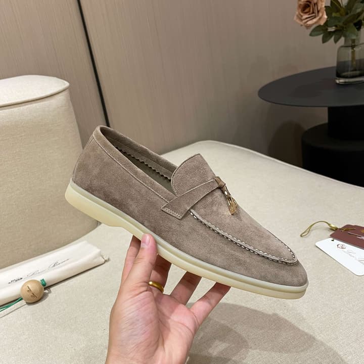 Loro Piana Summer Charms Walk Moccasin Loafers in Black Leather