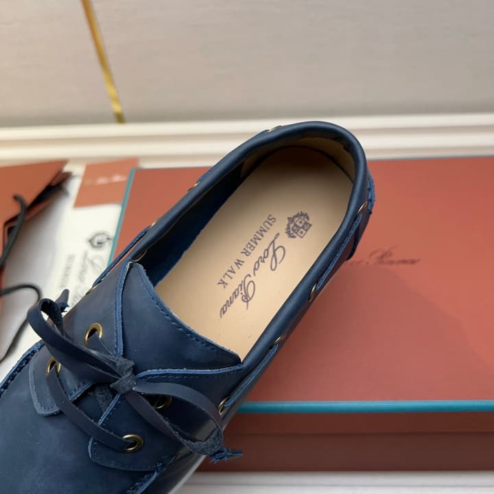 Loro Piana Moccasin Shoes – 2025 Collection in Navy Blue Leather
