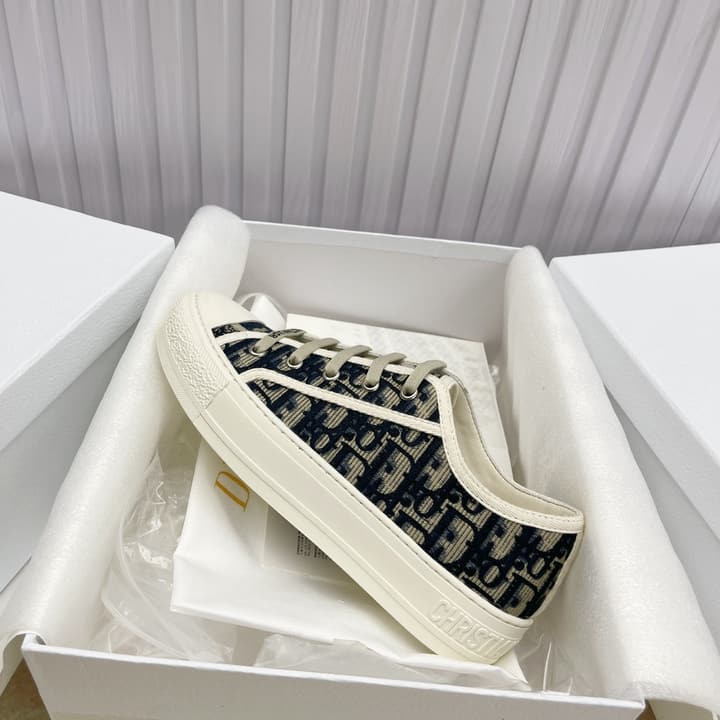 Dior Embroidered Flat Sport Sneakers in Grey Oblique Embroidery