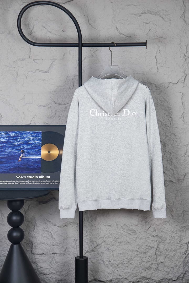 Dior Classic English Letter Hooded Sweatshirt in Black