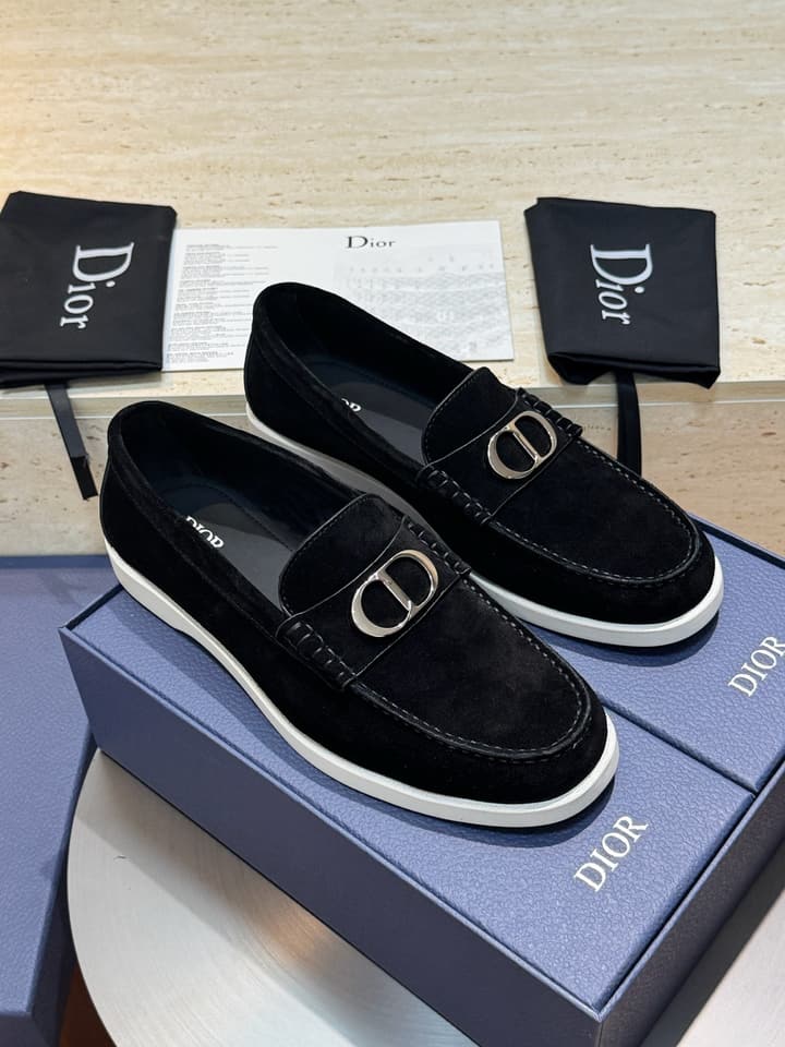 Dior Granville Men's Lace-Up Casual Shoes in Dark Blue Suede