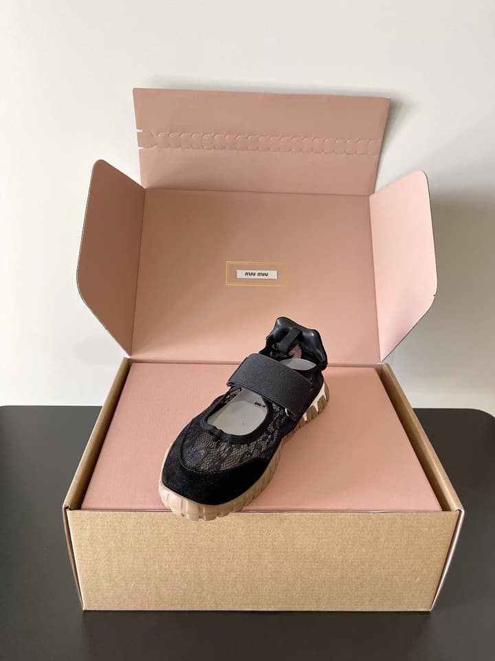 Miu Miu Latest Lace Retro Mary Jane Sneakers in Black
