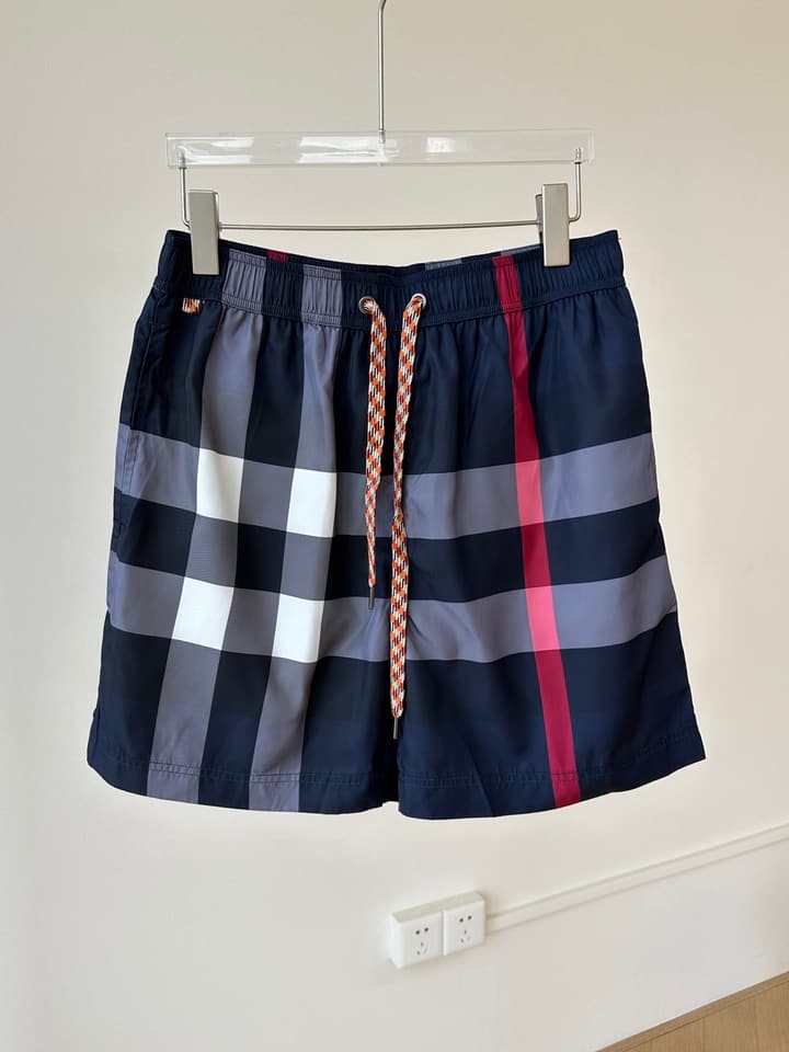 Burberry Plaid Drawstring Swim Trunks – Summer Collection in Beige