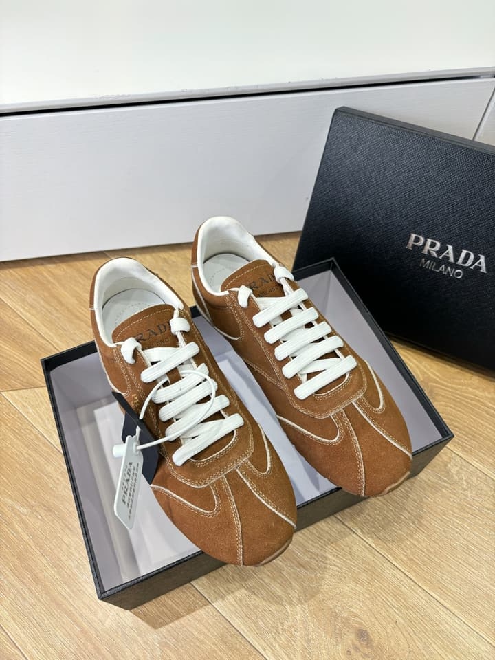 Prada FW25 German Training Shoes in Dark Brown Suede